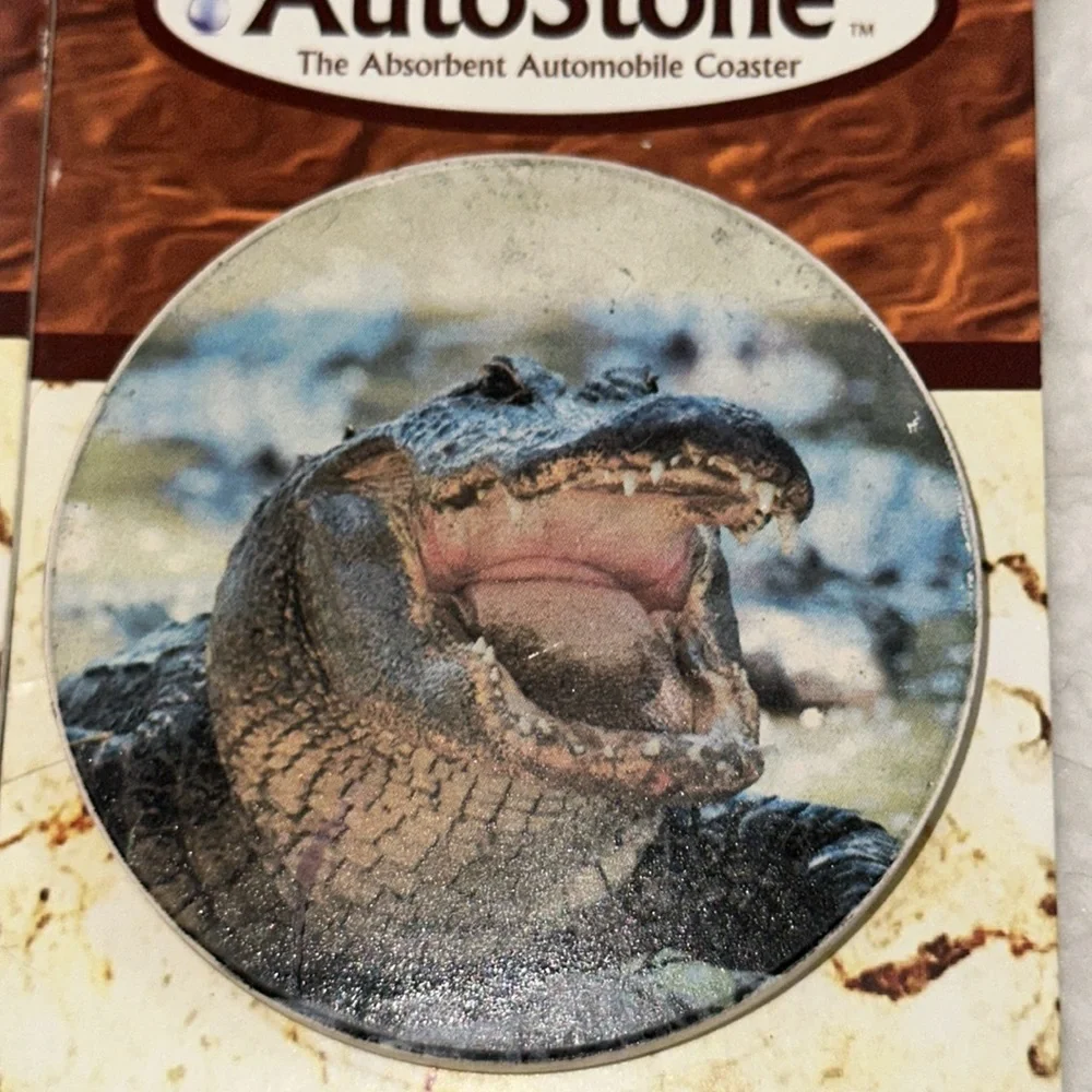 Set of 2 Alligator Gator Crocodile Ocean Beach Auto Stone Car Coasters Autostone